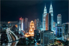 Tablou - Noaptea în Kuala Lumpur (90x60 cm)