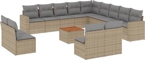 vidaXL Set canapele de grădină, 14 piese, cu perne, bej, poliratan