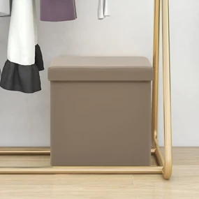 338784 vidaXL Taburet de depozitare pliabil, cappuccino, PVC