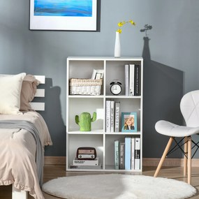 HOMCOM Mobile Libreria a 6 Cubi Moderno a Parete in Legno Bianco | Aosom Romania