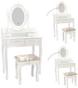 Masa de toaletă cu oglindă LED Primadona White