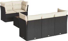 vidaXL Set canapele de grădină cu perne, 7 piese, negru, poliratan