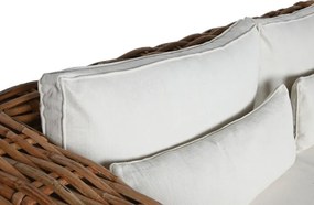 Set lounge exterior din rattan natural împletit, 4 piese cu canapea, 2 fotolii, măsuță și perne incluse, "Bahia"