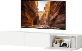 HOMCOM Comodă TV suspendată, montare pe perete, 3 sertare, mult spațiu de depozitare, 180 cm, placă aglomerată, Alb | Aosom Romania