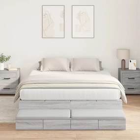 vidaXL Cadru de pat cu depozitare Gri Sonoma 140x200 cm