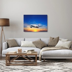 Tablou pe sticlă cu avion (70x50 cm)