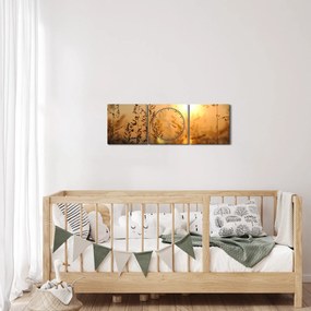 Tablou cu răsărit de soare (cu ceas) (90x30 cm)