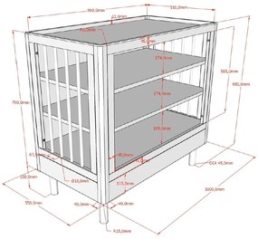 Comodă de copii în culoare naturală din lemn de stejar cu masă de schimbat 100x95x55 cm Forrest – Vipack