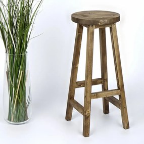 Scaun bar,taburet lung, din lemn culoare nuc ,70 cm