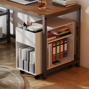 HOMCOM Dulap pentru Imprimantă cu Roți, Dulap Multifuncțional cu Compartimente Deschise, Raft și Spațiu de Depozitare, Noptieră pentru Living, Cameră sau Birou, 70x36x60 cm, Alb | Aosom Romania