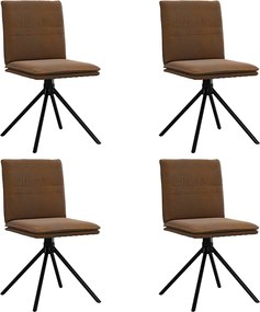 vidaXL Scaune de sufragerie, 4 buc., maro, piele întoarsă ecologică