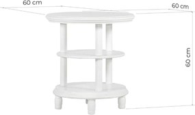 Masă lemn masiv alb de cafea rotunda Elizabeth 60x60cm