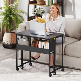 HOMCOM Birou Pliant 80cm Depozitare Negru | Aosom Romania
