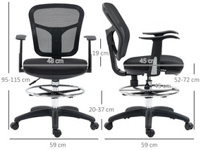 Vinsetto Fauteuil de birou scaun din plasă scaun de birou cu șezut înalt reglabil cu suport de picioare rotativ la 360 ° | Aosom Romania