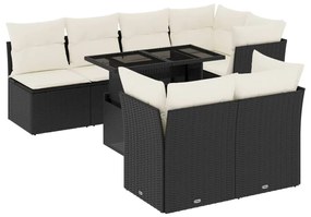 3266406 vidaXL Set mobilier de grădină cu perne, 8 piese, negru, poliratan