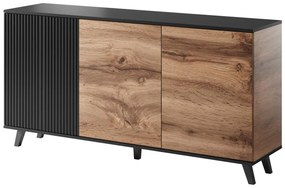 Comoda Random KM1 stejar wotan/negru - L160 x A40 x h82 cm