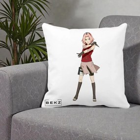 Perna Personalizata Naruto Sakura Haruno Portret, 40x40 cm, Alba Mata, Husa Detasabila, Perna Inclusa, BEKZ®