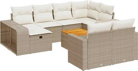 vidaXL Set canapele de grădină cu perne, 11 piese, bej, poliratan