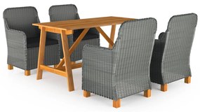 vidaXL Set de masă pentru grădină, 5 piese, gri deschis
