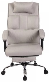 Scaun directorial, buretare generoasa, suport picioare, inaltime reglabila, piele PU Premium, Gri
