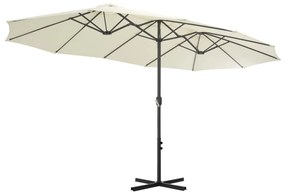 Umbrela soare exterior, stalp aluminiu, nisipiu, 460 x 270 cm Nisip