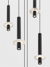 Lustra cu 7 Pendule tub subtire aluminiu negru si alabastru LED NOEMI