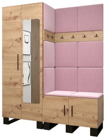Set mobilier pentru hol Amanda 14 (Stejar artisan + roz). 1085975