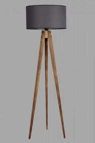 Lampa de Podea cu 3 Picioare din Lemn, Soclu E27, Max. 60W, Culoare Maro / Gri