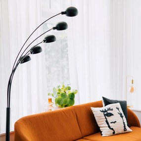 Lampa de podea de design neagra cu aur cu 5 lumini - Sixties Marmo