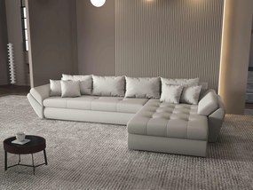 Colțar extensibil dumonde cu ladă de depozitare si sezut confortabil din spuma high-density, Loana XL Enjoy Beige II 335x185 cm