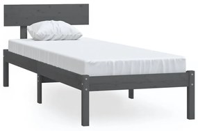 810134 vidaXL Cadru de pat, gri, 90x200 cm, lemn masiv de pin
