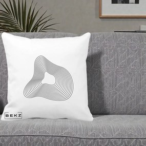 Perna Decorativa Abstract Linii Organice, 40x40 cm, Alba Mata, Husa Detasabila, Perna Inclusa, BEKZ®