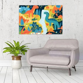 Tablou - Dinozauri veseli (90x60 cm)