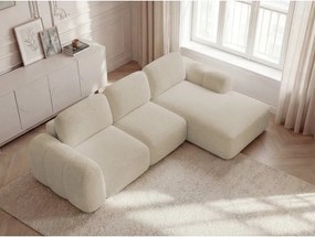 Colțar bej extensibil/cu spațiu de depozitare cu tapițerie din țesătură bouclé (cu colț pe partea dreaptă/cu șezlong) Montaigne – Bobochic Paris