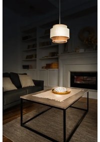 Pendul BOHO pe cablu, 1x E27, 60W, 230V, Ø 20 cm, alb/iută