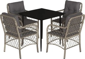 vidaXL Set mobilier de grădină cu perne, 5 piese gri deschis poliratan