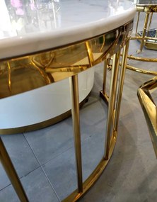 Masuta de cafea Colmar alb/gold si marmura – H42 cm