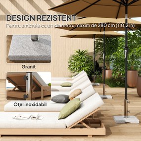 Outsunny Bază pentru Umbrelă din Granit 21 kg, Bază Pătrată pentru Umbrele de Exterior cu Mânere și 2 Butoane Reglabile, Ideală pentru Grădină, Patio, Marginea Piscinei, Gri | Aosom Romania