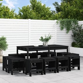 3157725 vidaXL Set mobilier de grădină, 13 piese, negru, lemn masiv de pin