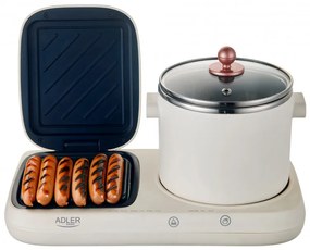 Statie pentru mic dejun Adler AD 6421 2in1 Breakfast Station, 1320W, 1L, Gratar neaderent, Timer, Crem