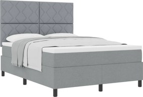 vidaXL Pat cu arcuri cu saltea Gri deschis 160 x 200 cm țesătură