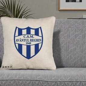 Perna Personalizata CSM Avantul Reghin 1949, 40x40 cm, Bej Canapea, Husa Detasabila, Perna Inclusa, BEKZ®