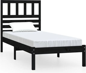 vidaXL Cadru de pat, 100x200 cm, negru, lemn masiv de pin