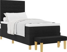 vidaXL Pat cu arcuri cu saltea cu headboard Negru 90 x 200 cm țesătură
