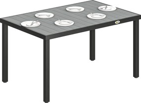 Outsunny Masă de grădină pentru 4-6 persoane, masă de exterior cu blat cu lamele, 140 x 90 x 74 cm, gri | Aosom Romania