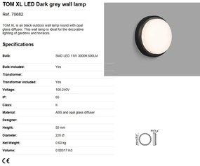 Aplica LED de perete / tavan pentru exterior IP65 TOM XL gri