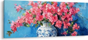 Tablou - Vază cu flori roz (120x50 cm)