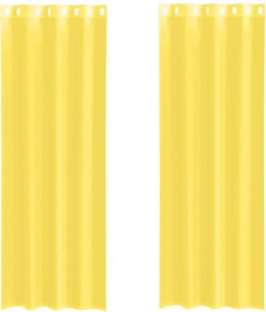 vidaXL Perdele Voile cu Oelii 2 buc Galben