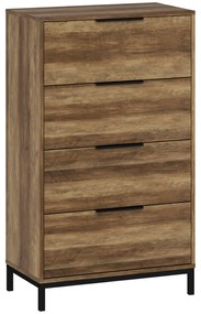 HOMCOM Comodă 4 Sertare din PAL și Metal 62x35x105 cm Maro Deschis | Aosom Romania