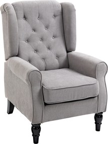 HOMCOM Fotoliu Chesterfield Gri, Confortabil, Comod și Spațiu Generos pentru Living, 74x86x102 cm | Aosom Romania